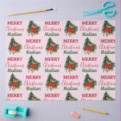 Aangepaste naam Retro Kerstmis - kerstboom roze Tissuepapier (Craft)