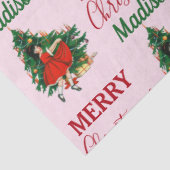 Aangepaste naam Retro Kerstmis - kerstboom roze Tissuepapier (Detail)