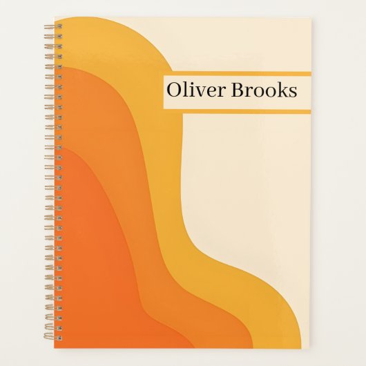 Aangepaste naam Retro Oranje Golf Notebook Planner (Voorkant)
