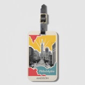 Aangepaste naam Retro Philadelphia Bagagelabel (Voorkant (verticaal))