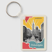 Aangepaste naam Retro Philadelphia Sleutelhanger (Voorkant)