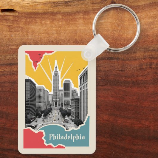 Aangepaste naam Retro Philadelphia Sleutelhanger (Achterkant)