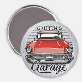 Aangepaste NAAM Retro Red Classic Car Garage Magneet (Voorkant / Achterkant)