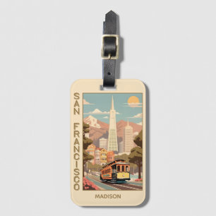 Aangepaste naam Retro San Francisco Bagagelabel