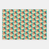 Aangepaste naam Retro Santa Claus Kerstmis Trio Gi Inpakpapier Vel (Voorkant 2)