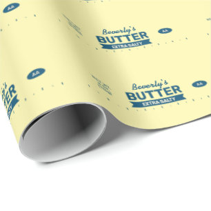 Aangepaste Naam Retro Stok Boter Funny Foodie Cadeaupapier