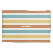 Aangepaste naam Retro Stripes Patroon Kussensloop (Achterkant)