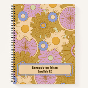 Aangepaste naam Retro  Wildflower Floral Daisy Notitieboek