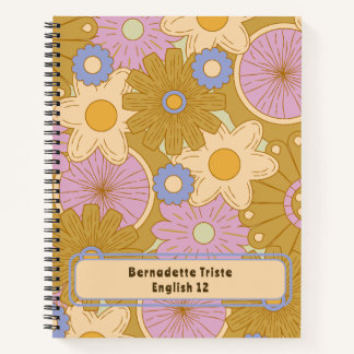 Aangepaste naam Retro Wildflower Floral Daisy Notitieboek