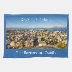 Aangepaste naam Reykjavik IJsland Theedoek
