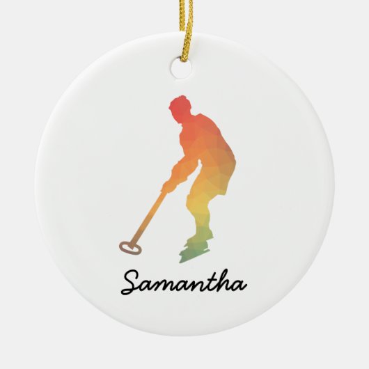 Aangepaste naam Ringette Girl Gradient Keramisch Ornament (Voorkant)