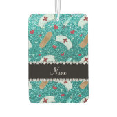 Aangepaste naam robin blue glitter verpleegster pe luchtverfrisser (Achterkant)