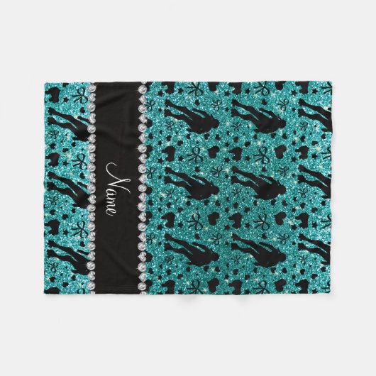 Aangepaste naam robin egg blue glitter roller derb fleece deken (Voorkant (Horizontaal))