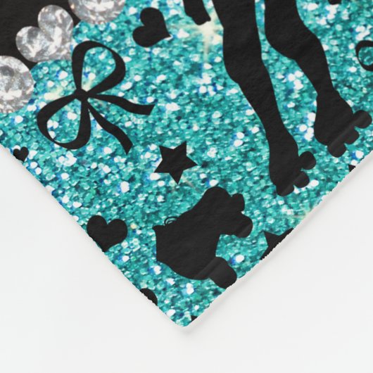 Aangepaste naam robin egg blue glitter roller derb fleece deken (Hoek)