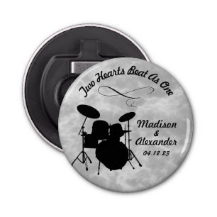 Aangepaste naam Rock & Roll Drummer Wedding Drum K Button Flesopener