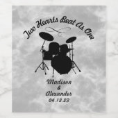 Aangepaste naam Rock & Roll Drummer Wedding Drum K Wijn Etiket (Enkel label)