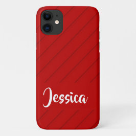 Aangepaste naam rode diagonaal plastic getextureer iPhone 11 hoesje