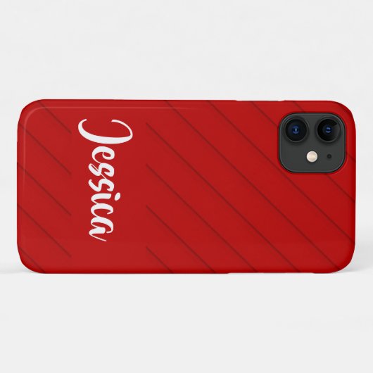 Aangepaste naam rode diagonaal plastic getextureer Case-Mate iPhone case (Achterkant (horizontaal))