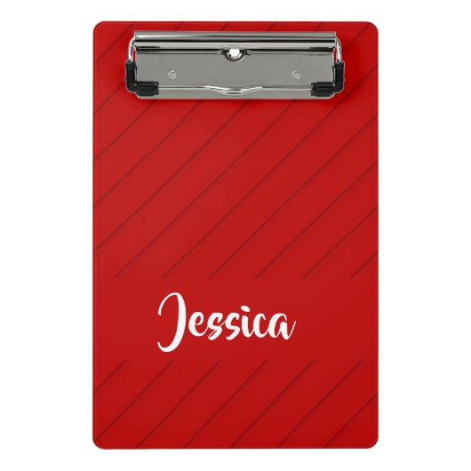 Aangepaste naam rode diagonaal plastic getextureer mini klembord (Voorkant)