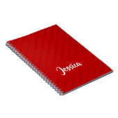Aangepaste naam rode diagonaal plastic getextureer notitieboek (Rechterzijde)