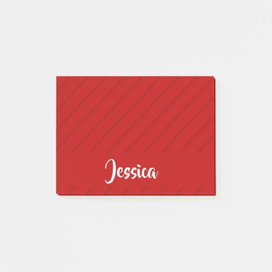 Aangepaste naam rode diagonaal plastic getextureer post-it® notes (Voorkant)