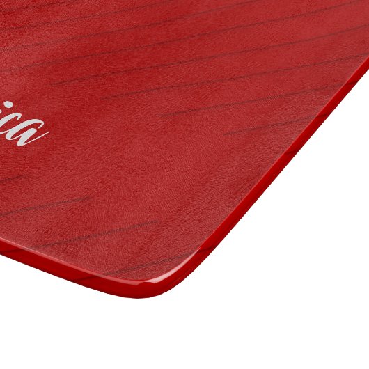 Aangepaste naam rode diagonaal plastic getextureer snijplank (Hoek)