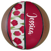 Aangepaste naam rode en roze rozen basketbal (Verticaal)