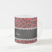 Aangepaste naam rode glitter leopard spots matglas koffiemok (Voorkant rechts)