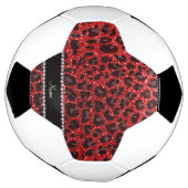 Aangepaste naam rode glitter leopard spots voetbal (Gedraaid)