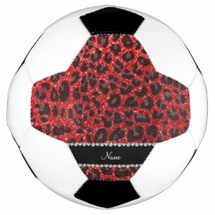 Aangepaste naam rode glitter leopard spots voetbal