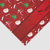 Aangepaste naam rode kerstgymnastiek santas tissuepapier (Detail)