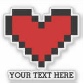 Aangepaste naam rode pixel hart laptop decal stick sticker (Voorkant)