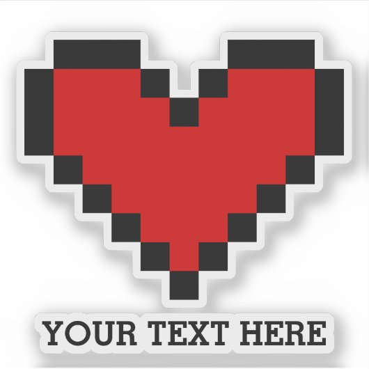Aangepaste naam rode pixel hart laptop decal stick sticker (Voorkant)