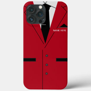 Aangepaste naam Rode Suit Necktie Fun iPhone 13 Pro Max Hoesje