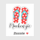 Aangepaste naam Rode Teenslippers zomerbak Sticker (Vel)