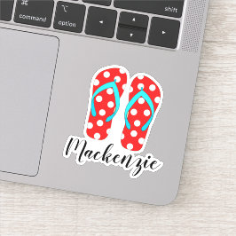 Aangepaste naam Rode Teenslippers zomerbak Sticker