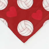 Aangepaste naam rode volleyballen en harten fleece deken (Hoek)