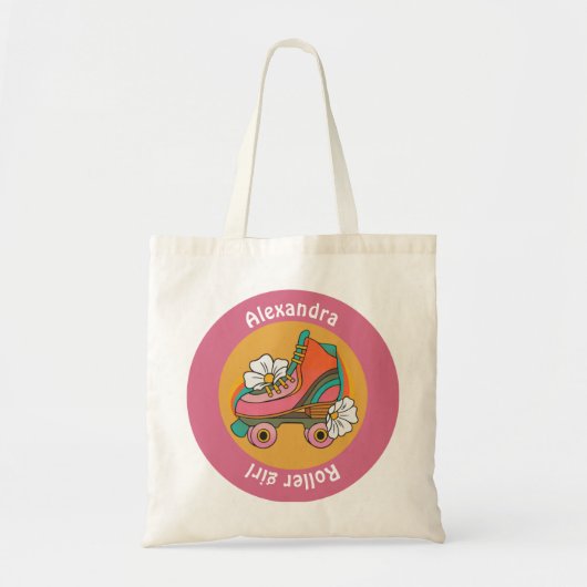aangepaste naam roller schaats meisje roze girale  tote bag (Voorkant)