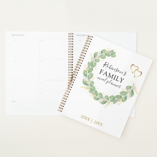 Aangepaste naam Romantic Eucalyptus Wreate Family Planner (Display)