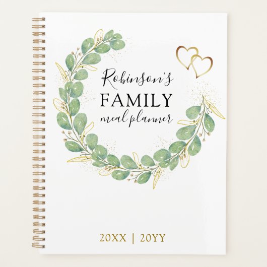 Aangepaste naam Romantic Eucalyptus Wreate Family Planner (Voorkant)