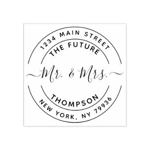 Aangepaste naam & Ronde retouradres Toekomstige Mi Rubberstempel