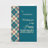 Aangepaste naam Rood Blauw Madras Controleer Verja Kaart (Voorkant)