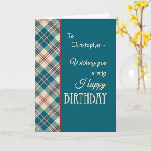 Aangepaste naam Rood Blauw Madras Controleer Verja Kaart (Gele Bloem)