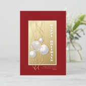 Aangepaste naam: rood en gouden feestdag feestdagenkaart (Staand voorkant)