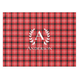 Aangepaste naam Rood en Zwart Plaid Kerstmis Tafelkleed