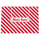 Aangepaste naam Rood/Wit Strepen Groot Cadeauzakje (Voorkant)