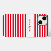 Aangepaste naam rood/witte strepen  Case-Mate iPhone case (Achterkant (horizontaal))