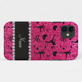 Aangepaste naam roos roze glitter figuurskatting Case-Mate iPhone case (Achterkant (horizontaal))