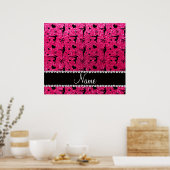 Aangepaste naam roos roze glitter gymnastiek poster (Keuken)
