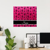 Aangepaste naam roos roze glitter gymnastiek poster (Thuiskantoor)